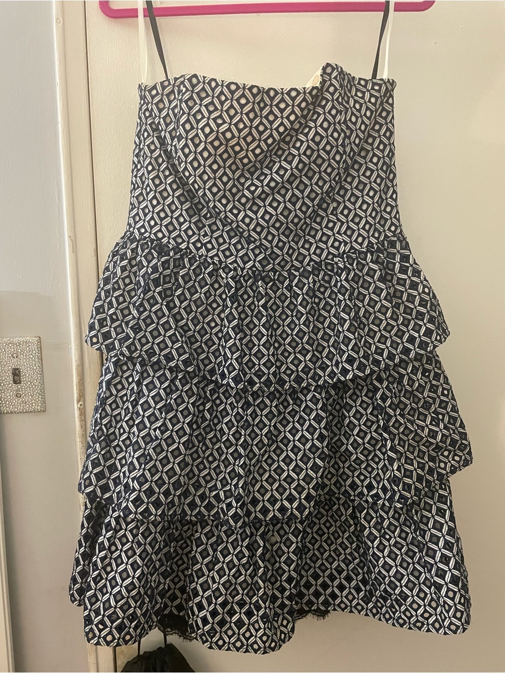 White House Black Market Navy and White Geometric Dress